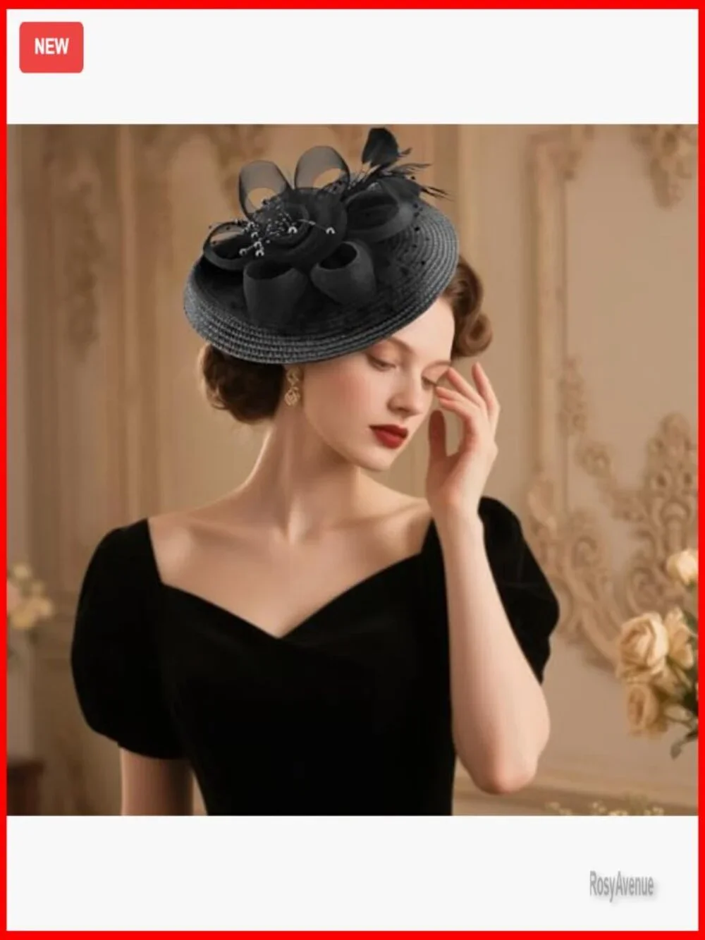 Vintage Derby Hat with Feathers and Mesh Veil for Special Occasions